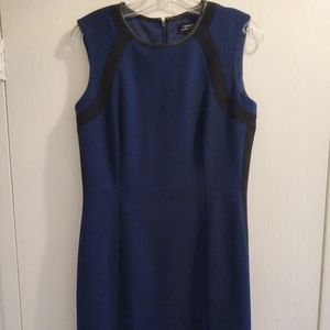 Tahari Dark blue dress with black trim